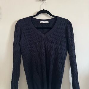 Zara Dark Blue Cable Knit Top
